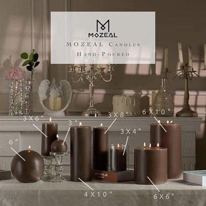 MOZEAL 3" x 4" Hand-Poured Unscented Candle, Dripless Pillar Candle Set of 3, Long Clean Burning