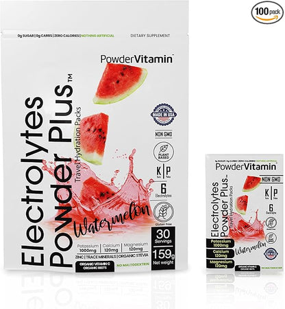 Electrolytes Powder Plus, Keto, Watermelon, Sugar Free, 1000mg Potassium, 120mg Calcium, 120mg