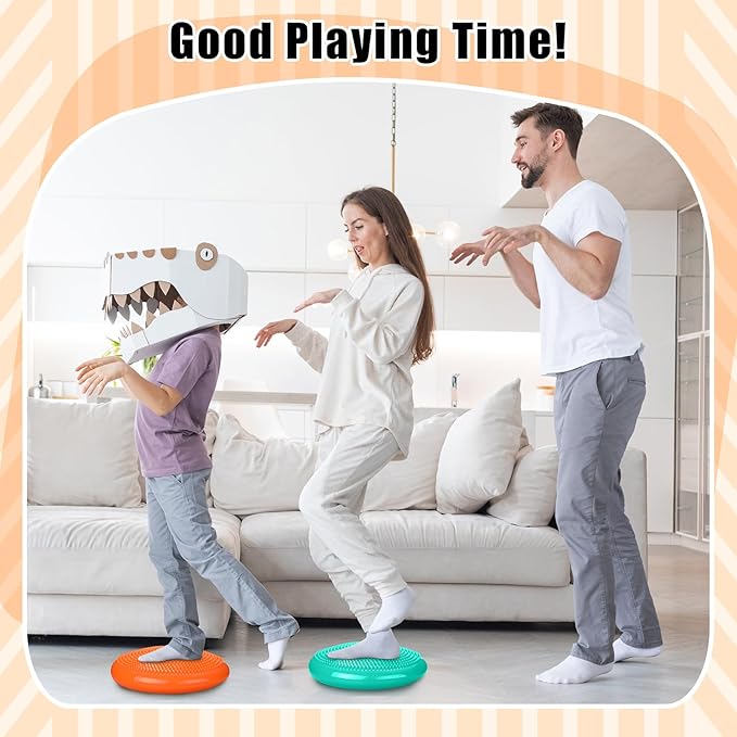 2 Pcs Wiggle Seat Inflated Wobble Cushion Flexible Balance Disc with Air Pump for Core Stability