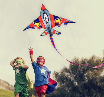 HONBO 58" Fighter Plane - Kite for Kids & Adults, Easy to Fly, Beach Trip Beginner Kite with Reel