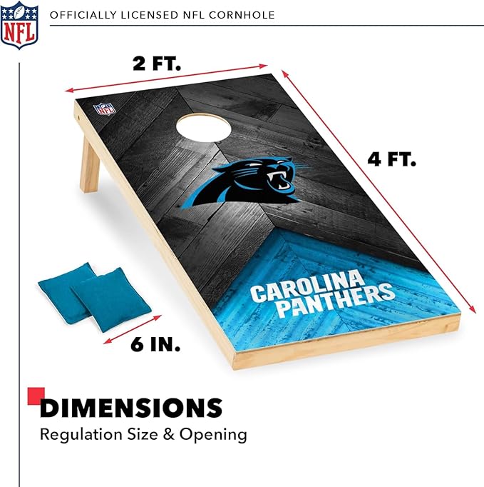 NFL Football 2' x 4' Regulation Size Solid Wood Cornhole Set with Direct Print HD Team Graphics