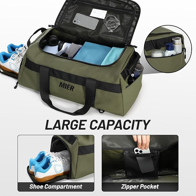 MIER Gym Bag for Men Large Duffel Backpack with Shoe Compartment, 60L Convertible Duffle Bags