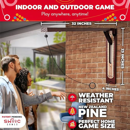 SWOOC Games - Hideaway Hook and Ring Game On A String - Weather Resistant & Easy Setup - Man Cave