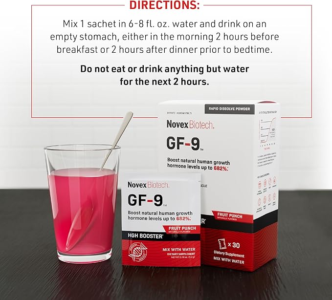Novex Biotech GF-9 Rapid Dissolve Powder - Anti-Aging Supplements for Men, HGH Booster, Support