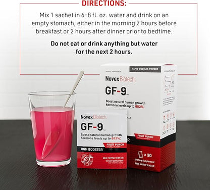Novex Biotech GF-9 Rapid Dissolve Powder - Anti-Aging Supplements for Men, HGH Booster, Support