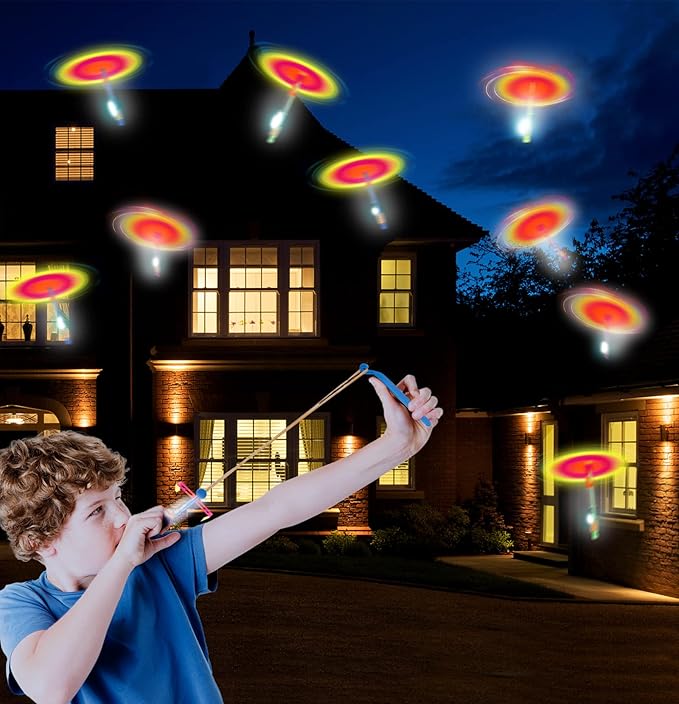 60pcs Led Arrow Helicopter Flying Toy Party Fun Gift Elastic Slingshot Flying Copters Birthdays