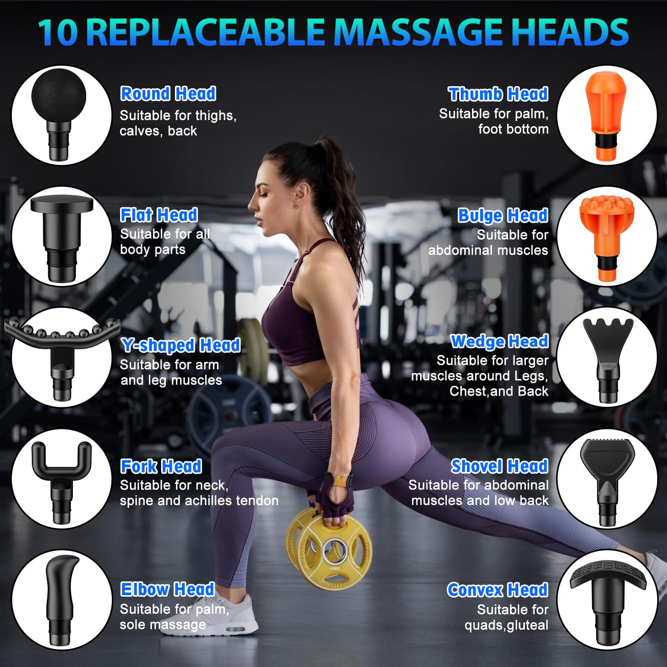 TOLOCO Massage Gun, Deep Tissue Back Massage for Athletes for Pain Relief, Percussion Massager with