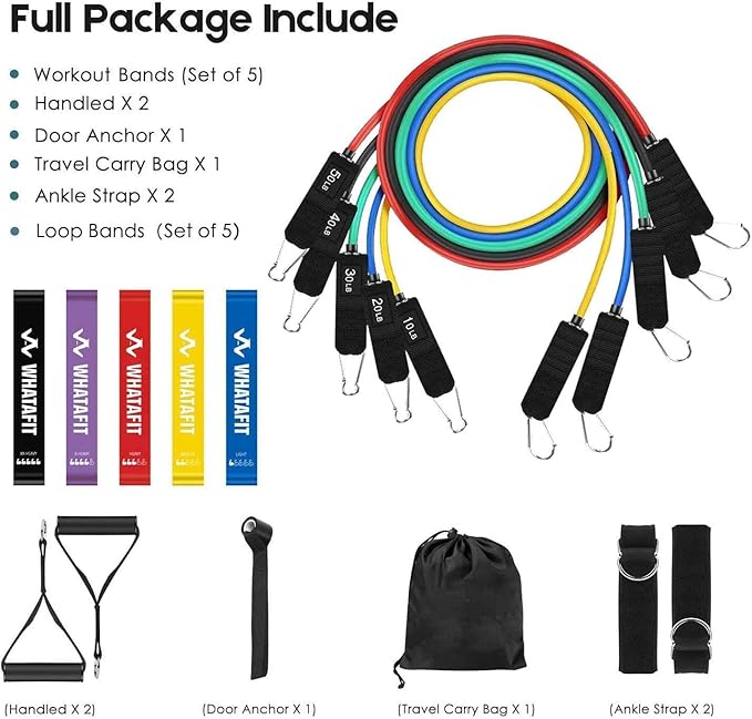 WHATAFIT Resistance Bands, Exercise Bands，Resistance Bands for Working Out, Work Out Bands with