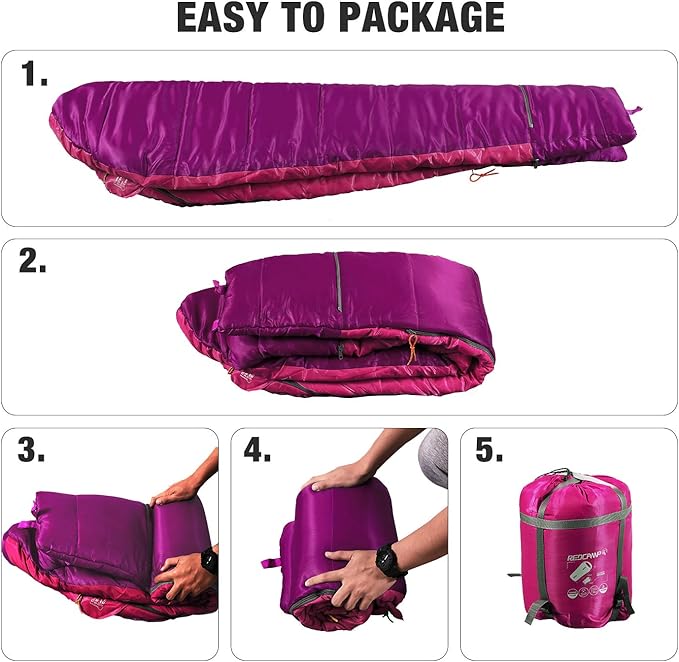 REDCAMP Kids Mummy Sleeping Bag for Camping, 3 Season Cold Weather Sleeping Bag Fit Boys,Girls &
