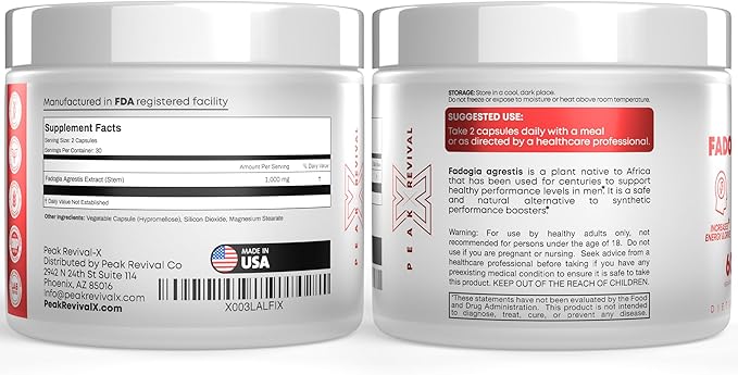 Fadogia Agrestis 1000mg Per Serving Supplement - Potent Extract to Increase Energy, Athletic