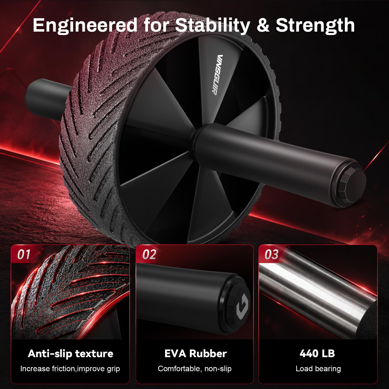 Vinsguir Ab Roller Wheel - Ab Workout Equipment for Abdominal & Core Strength Training, Home Gym