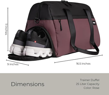 Vooray 25L Trainer Duffel Bag Rose ??Lightweight Travel Duffel for Women and Men with Shoe Pocket