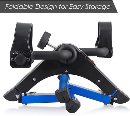 Folding Pedal Exerciser, Mini Under Desk Bike - Portable Foot Hand Cycle Peddler Machine Bicycle