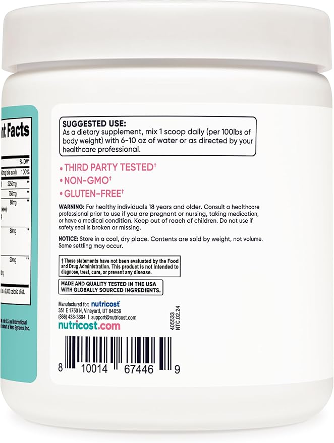 Nutricost Creatine Monohydrate Powder for Women, Micronized, Unflavored, 100 Servings - Vegetarian