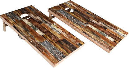 Solid Wood Vintage Cornhole Game Set, Two 4'x2'Cornhole Boards, 8 Cornhole Bags for Indoor and