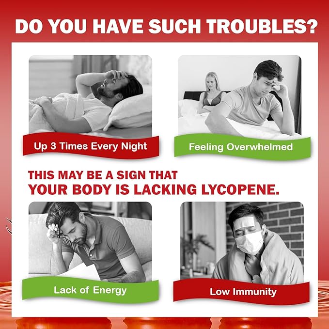 Lycopene Supplements for Men 50mg, Natural Tomato Antioxidant Supplement, 90 Veggie