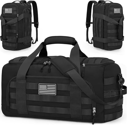 ZOMFELT Tactical Gym Bags for Men, 40L Travel Duffle Bag with Removable Dividers & Innovative Shoe