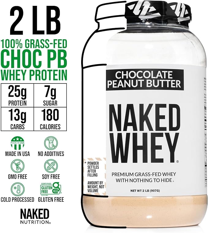 Whey Chocolate Peanut Butter Protein Powder, Grass Fed Whey, No GMO, No Soy, and Gluten Free.
