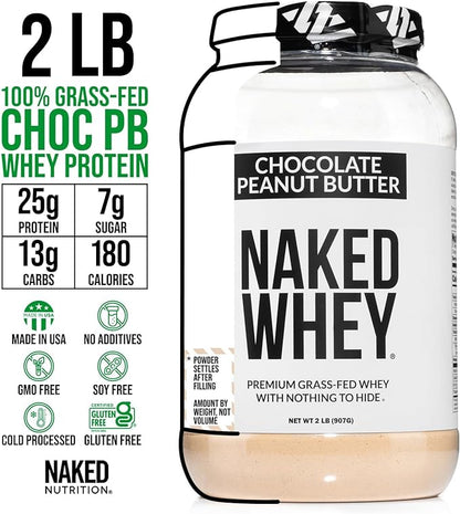 Whey Chocolate Peanut Butter Protein Powder, Grass Fed Whey, No GMO, No Soy, and Gluten Free.