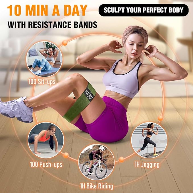 Fabric Resistance Bands for Working Out - Exercise Bands for Women and Men, Booty Bands for Legs