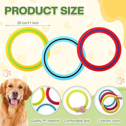 Soulchen 6 Pack Silicone Flying Ring 11 Inch Flying Disc Bulk for Backyard Pool Outdoor Soft Sports
