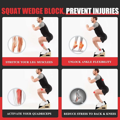 CAELUM Slant Board for Squats, Training Incline Board for Knees Over Toes, Wooden Non-Slip 25