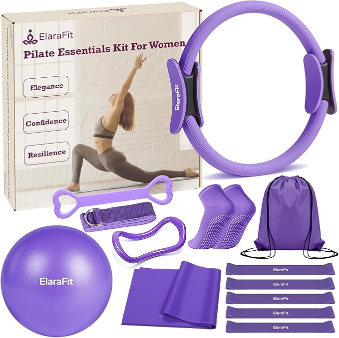 Home Pilates Kit for Women Pilates Equipment Ring and Ball Set Magic Circle Hoop with 5 Resistance