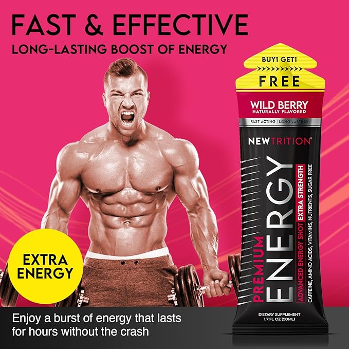 NewTrition® Extra Strength Energy Shots, 250mg Caffeine Energy Shots with Vitamin B & Amino Acids