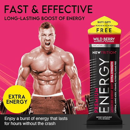 NewTrition® Extra Strength Energy Shots, 250mg Caffeine Energy Shots with Vitamin B & Amino Acids