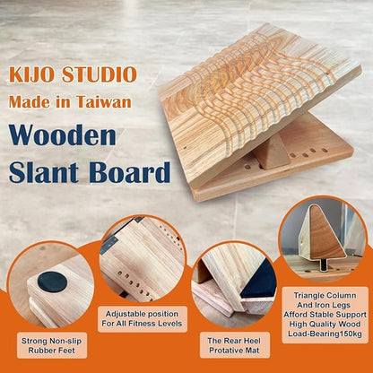 KIJO Studio Professional Wooden Calf Stretcher Slant Board 500 lbs Weight Capacity 16-Angle