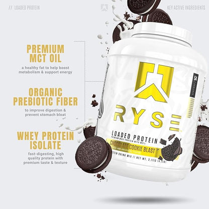 RYSE Loaded Protein Powder - Chocolate Cookie Blast - 25g Whey Protein Isolate & Concentrate with