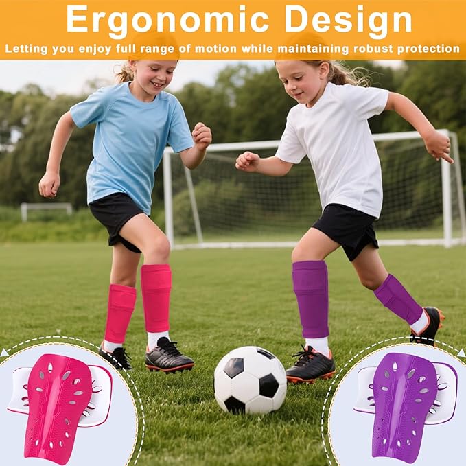 2 Pairs Shin Guards Soccer for Kids,Shin Pads Extra Lightweight Breathable Slide in Shin Guard for