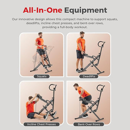 Sunny Health & Fitness Row-N-Ride® Plus, Heavy Duty Assisted Squat Machine with 300 LB Max Weight