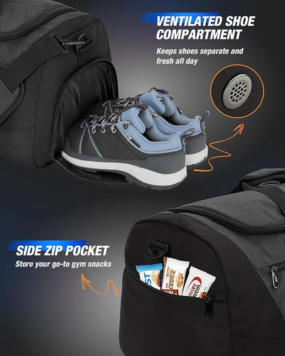 Gonex Gym Duffel Bag with Shoe Compartment Wet Pocket, Large Capacity Sports Duffle Bag for Men