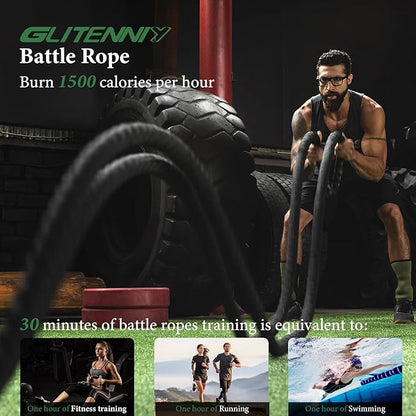 Battle Ropes Black Workout Rope 1 inch Battle Ropes for Home Gym 30ft Exercise Ropes for Working