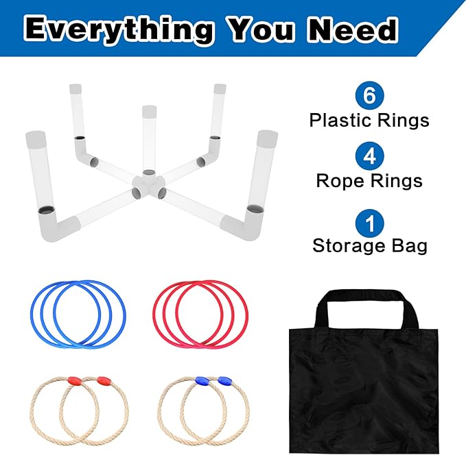 MOLACHI Ring Toss Games for Adults and Kids,Yard Games,Outdoor Indoor Games with LDE Light,Easy to
