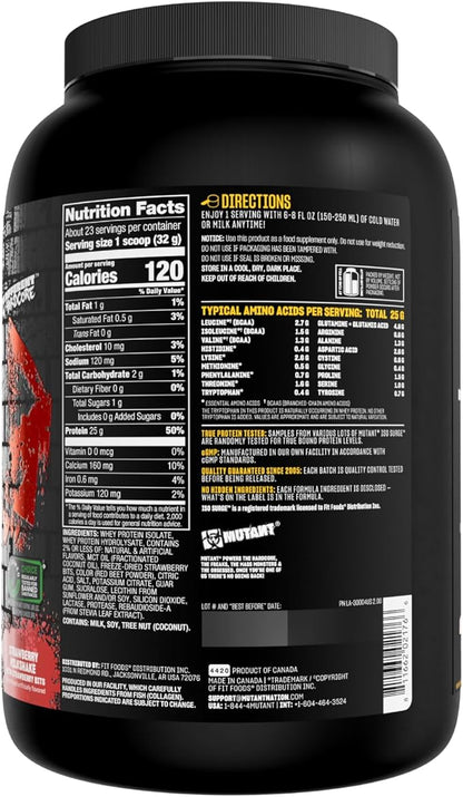Mutant ISO Surge Whey Protein Isolate Powder Acts Fast to Help Recover, Build Muscle, Bulk and