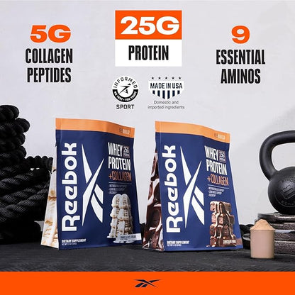 Reebok Whey Protein Powder + Collagen Peptides | 25g Protein with 9 Essential Amino Acids | Muscle