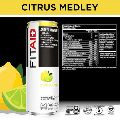 FITAID Post Workout Recovery Drink, Strawberry Lemonade, BCAAs, Glucosamine, Electrolytes, All In