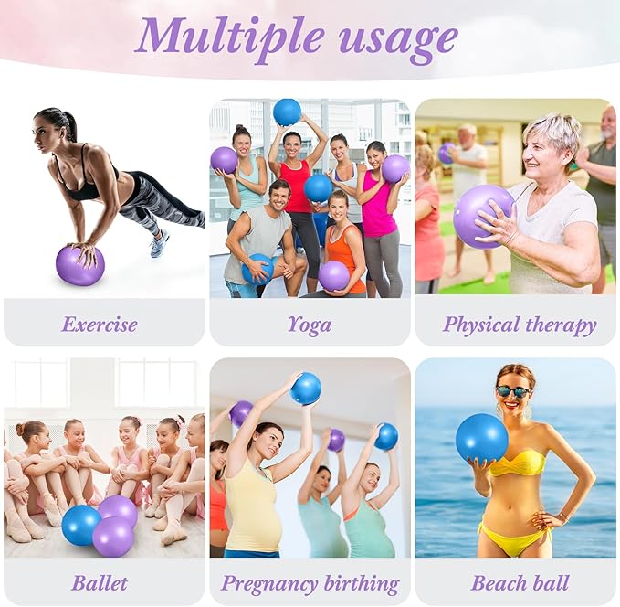 Aoriher 10 Pieces 9 Inch Exercise Pilates Ball Yoga Therapy Core Ball for Yoga Stability Barre