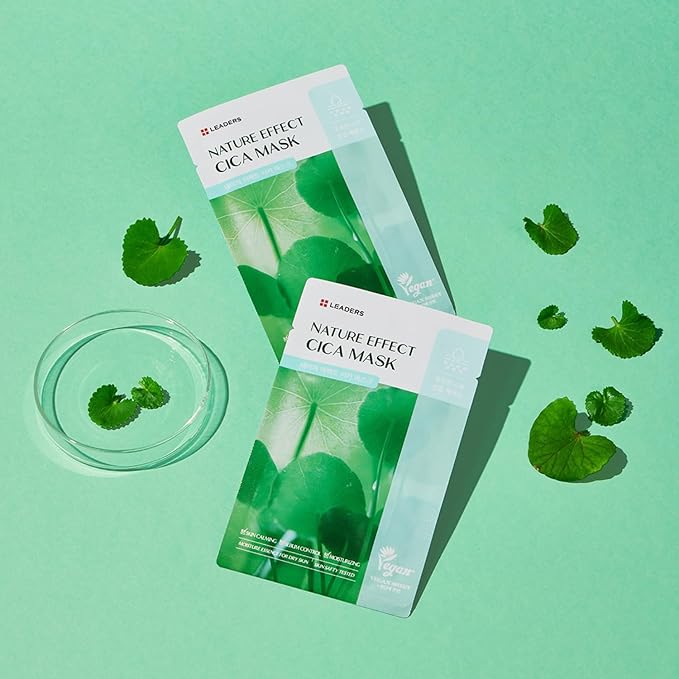 LEADERS Nature Effect Cica Mask ??Hydrating & Soothing Face Mask with Cica & Tea Tree Extracts for
