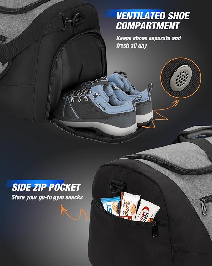 Gonex Gym Duffel Bag with Shoe Compartment Wet Pocket, Large Capacity Sports Duffle Bag for Men