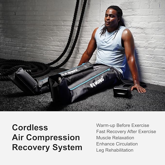 FIT KING Air Compression Recovery System, Cordless Full Leg Massager with Dynamic Pressure, Reduces