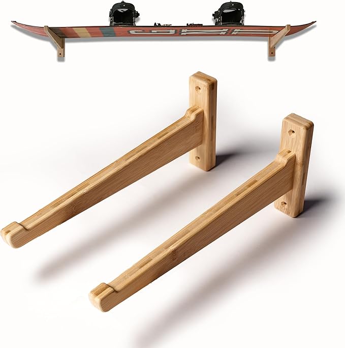 Bamboo Snowboard Wall Mount ??Horizontal Snowboard Rack for Display or Storage ??Durable Wall