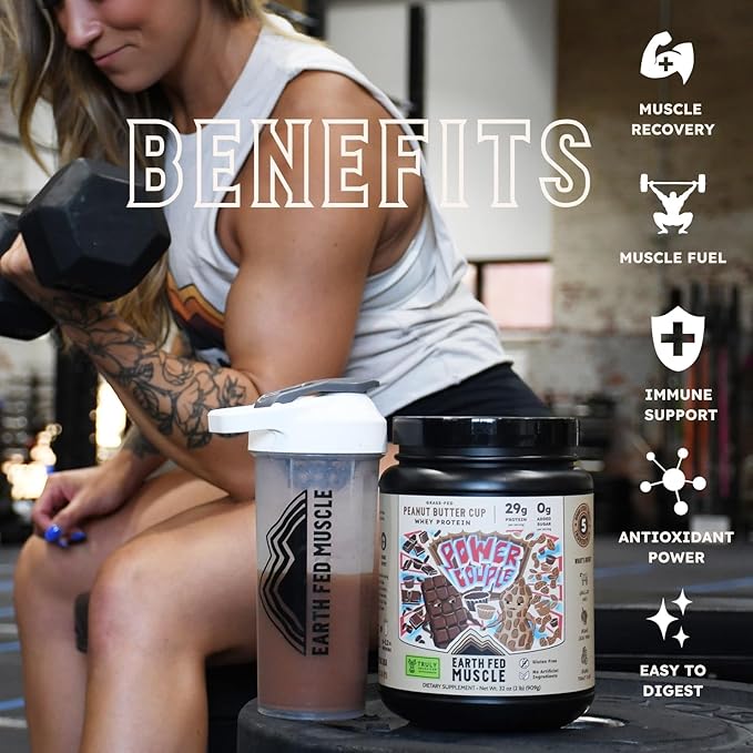 Earth Fed Muscle Power Couple Peanut Butter Chocolate Truly Grass Fed Whey Protein Isolate