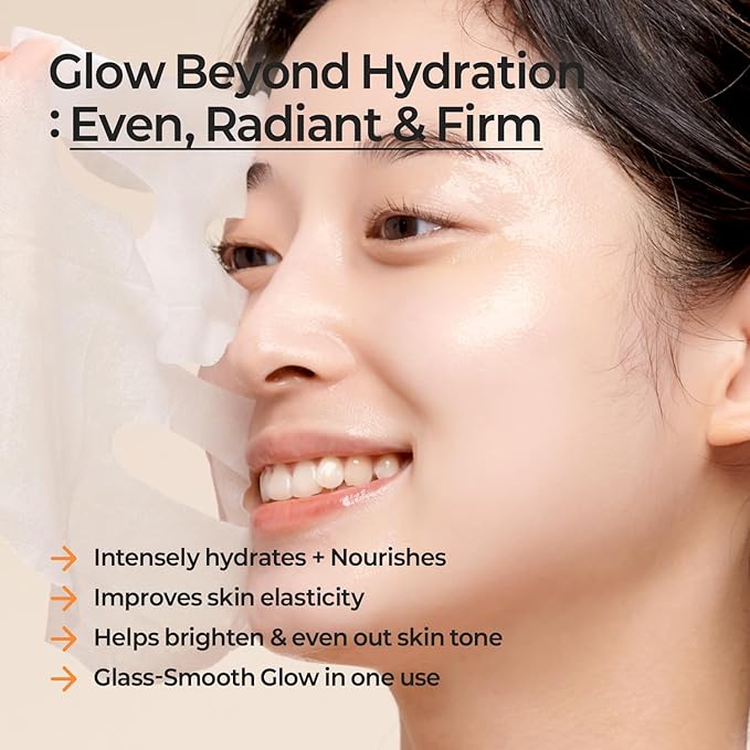MOTHER MADE Glowing Glass Skin Hydrating Snail Deep Collagen Face Masks 10 EA, with Niacinamide 2%