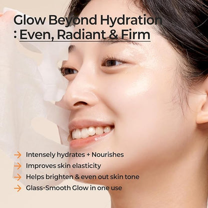 MOTHER MADE Glowing Glass Skin Hydrating Snail Deep Collagen Face Masks 10 EA, with Niacinamide 2%