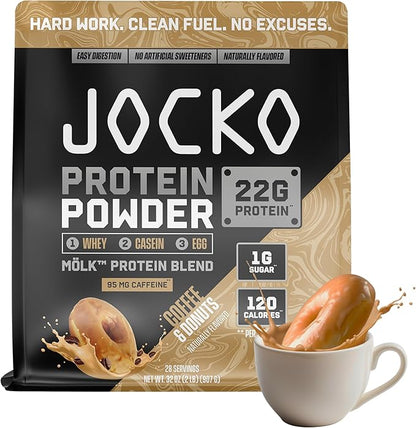 Jocko Fuel Mölk Whey Protein Powder 22g Protein - 95mg of Caffeine - Low Sugar Monk Fruit Blend