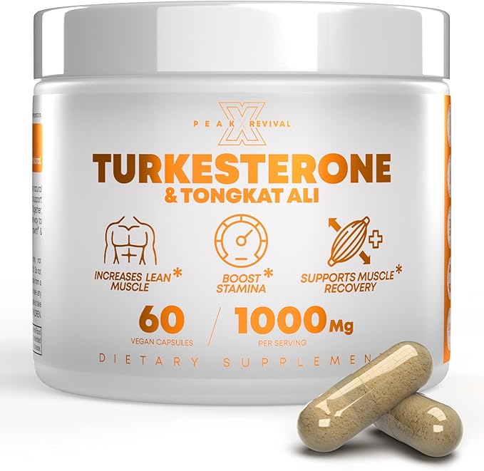 Turkesterone & Tongkat Ali 1000mg Supplement - 500mg Ajuga Turkestanica Per Serving Increase