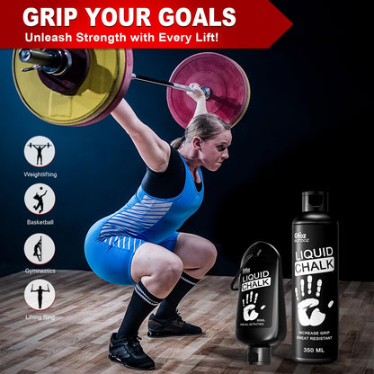 OUTTDOZ Liquid Chalk 2 Pack, 2 oz Gym Chalk with Carabiner Bottles & Retail Box, Mess-Free